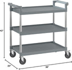 Gray Utility/Bussing Cart with Three Shelves - 42" x 20"