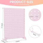 Peg Board Display Stand with 15 Hooks, Tabletop Metal Pegboard Shelf for Craft Shows & Fairs, Retail Stores, Vendors Arts and Crafts Finishing - 17x13Inch & Pink
