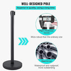 Crowd Control Stanchions, Stanchion Queue Post with Retractable Belts 6.5Ft, Easy Assembly, Crowd Control Barriers, Height 36 Inches, for Crowd Control Barriers, Pack of 4, Black