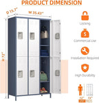 Aobabo Metal Storage Locker for Employees, 6 Doors Metal Locker for Garage, Office, Gym, Dormitory, Industrial Storage with 18 Hooks, Assembly Required, Grey White