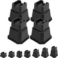 shouwuhho Bed Risers 6 inch, Furniture Risers Elevation in Heights 6 Inch Heavy Duty, Bed Lift Risers for Caster Wheels or Posts of Bed Table Couch, Support up to 6000 lbs, Black, 4 Pack