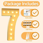 Marquee Numbers 4 Feet Tall Large Light Up Numbers 7th 17th Sweet Sassy and Seven Birthday Decorations Big Yellow Light Outdoor Anniversary Decorations Balloon Arch Kit Party Backdrop 7