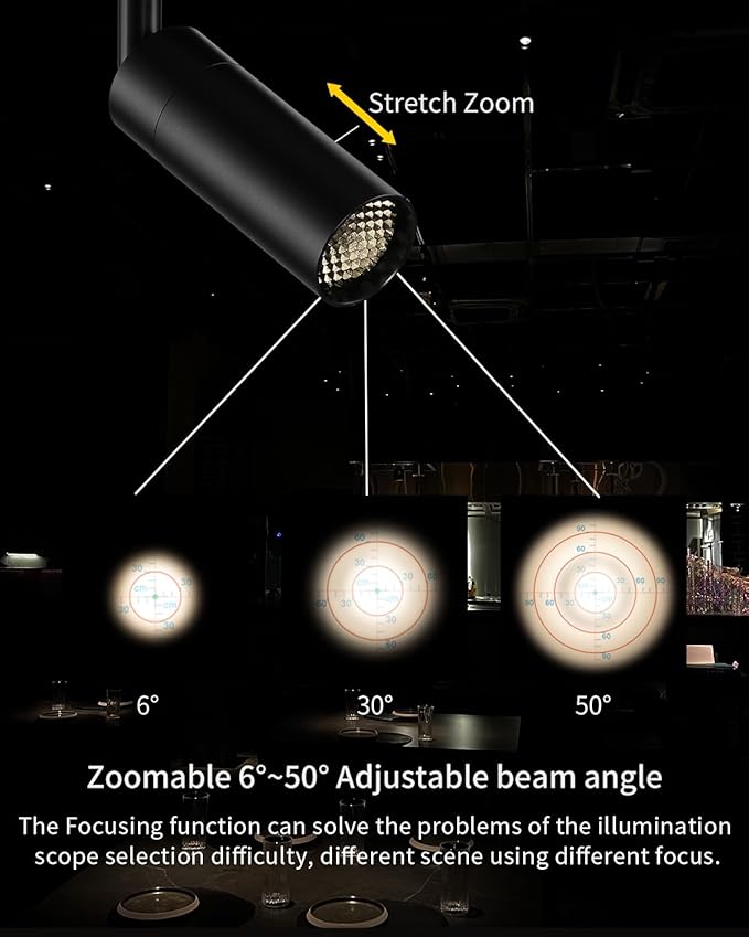 Led Modern Directional Spotlight, Zoomable Uplighting Indoor Spotlight Accent Lighting for Cafeteria Foyer Living Room- 7W COB Chip CRI 97 Flicker Free