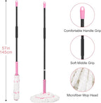 KeFanta Self Wringing Twist Mops for Floor Cleaning, Microfiber Floor Mop with Wringer, 57 " Long Handle Easy Wringing Mop for Hardwood Commercial Household Clean