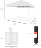 Best Choice Products 10x10ft 1-Person Setup Pop Up Canopy Tent Instant Portable Shelter w/ 1-Button Push, Case, 4 Weight Bags - White/White