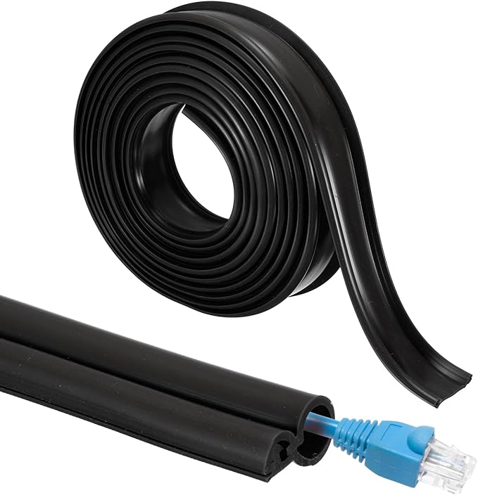 MECCANIXITY 10ft Cable Management Sleeve, 1/4 Inch ID Flexible Cord Wires Hider Cover Insulation Snap-fit Protector for Substation, High-Voltage Electrical Networks, Black