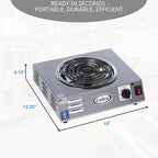 Cadco CSR-3T 14" Electric Portable Countertop Hi-Power Hot Plate w/One Tubular Burner for Restaurant Hotel Food Truck Concession Kiosk, Stainless Steel, 120v