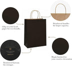 BagDream 13x7x17 Gift Bags 50ct Paper Party Favor Gift Bags, Shopping Retail Merchandise Bags, Recycled Black Kraft Paper Bags with Handles Bulk
