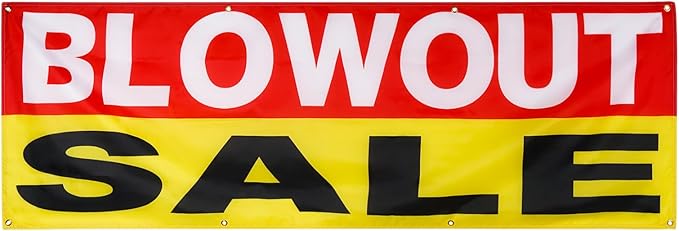 2 Pieces 2x6 Feet Blowout Sale Banner, Large Sale Signs for Retail Store, Advertising Signs with Metal Grommets, Polyester Banners for Retail Store, Supermarket Clearance