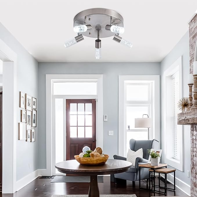 Dimmable LED Ceiling Spotlight Fixture，Adjustable Round Track Lighting, UL Driver Listed, 5-Light Directional Spotlight, Flush Mount Track Light Fixture, Canopy Switch Three Color changable.…