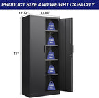 LUCYPAL 72" H Garage Storage Cabinet,Metal Storage Cabinet with Doors and 4 Adjustable Shelves,Steel Locking Cabinets for Home Office,Garage,School,Black