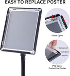 Heavy Duty Adjustable Pedestal Poster Sign Stand, 11x17 Aluminum Open Floor Standing Sign Holder for Vertical and Horizontal View Display. (2 Pack, Black)