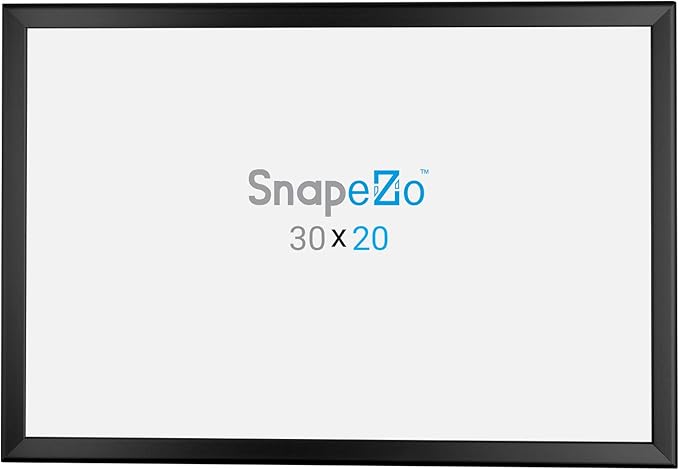 SnapeZo Poster Frame 20x30, Black, 1.25 Inch Aluminum Profile, Front-Loading Snap Frame, Wall Mounting, Professional Series