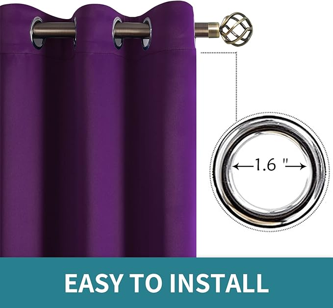 BGment Purple Sliding Door Curtain 96 Inch Long - Wide Room Darkening Room Divider Curtain for Bedroom Privacy Themral Insulated Grommet Room Separator Drape, 1 Panel, 100 X 96