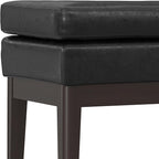 SIMPLIHOME Carlson Small Ottoman Bench - 27 inch Wide Upholstered Woven Fabric Rectangle Ottoman in Distressed Black, Mid Century Modern Bench for Bedroom or Living Room with Padded Seat