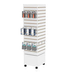 16”W * 16”D * 60”H White Slatwall Tower - Rotating and Rolling - Slatwall Display Tower - Rotating Spinner Rack for Store Fixtures and Display Retail - Boutique, Home