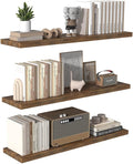 12 Inch Deep Floating Shelves for Wall 3 Pack Floating Shelfs Large Storage Space Wall Decor Display Shelf for Bathroom Living Room Bedroom Kitchen 48" W x 12" D x 1.2" H Rustic Brown