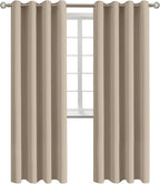 BGment Blackout Curtains - Grommet Thermal Insulated Room Darkening Bedroom and Living Room Curtains, Set of 2 Panels (46 x 84 Inch, Sand)