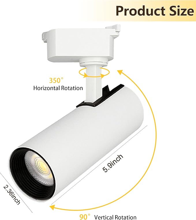 Super Brightness 6000K Cool Light Dimmable Brightness 25W 2000lm H Type LED White Track Lighting Kit System with 13 FT Track Rails, Ceiling Spotlight Fixture with Installation Package