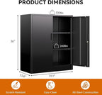 BESFUR Metal Storage Cabinet 36" H, Garage Storage Cabinet with 2 Lockable Doors and 2 Adjustable Shelves, Garage Cabinet for Home Office, Garage,School, Warehouse, Utility Room,White