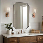 ANDY STAR Brushed Bronze Scalloped Mirror, 26"x38" Bathroom Vanity Mirror, Antique Scalloped Mirror in Premium Stainless Steel Frame, Timeless Shape with Unique Flair, Hangs Vertically/Horizontally