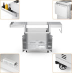 Stainless Steel Grill Cart for Hygrill 2-Burner Built-In Griddle, Outdoor Kitchen Island with Foldable Side Shelves and Storage Cabinet