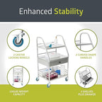 Pearington Rolling Medical and Lab Cart with 3 Shelves & Drawer, Transportable Workstation, Stainless Steel Mobile Storage Cart for Clinic, Salon, and More, 21.22'' L x 17.29'' W