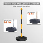 Adjustable Traffic Delineator Post Cones,6Pack 34 Inch,Traffic Safety Delineator Barrier with Fillable Base 6.6FT Chain, for Traffic Control Warning Parking Lot Construction Caution Roads,Yellow&Black