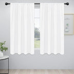 Easy-Going Rod Pocket Blackout Curtains for Bedroom, Room Darkening Window Curtains for Living Room, Thermal Insulated Noise Reduction Solid Window Drapes, 2 Panels(52x63 in, White)