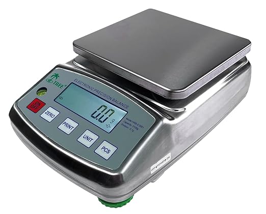Tree HRB-S 1002TL Stainless Steel Top Loading Balance Scale, 1000 g x 0.01 g for Weighing Powders, Herbs, Jewelry, and More, for Lab & Home Use