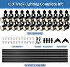 Dimmable 24-Pack GU10 Black Track Lighting Kit with Replaceable bulbs, All-in-One Plug in 3CCT Ceiling Spotlights with 26.2FT Track Rails, Accent Lighting for Home, Store, Moblie Cart and Office