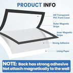 50 Pack Magnetic Sign Holder, 8.5in x 11in Self Adhesive Wall Mount Magnetic Document Holder, Magnetism Border Sign Holder with Transparent PVC Front Cover