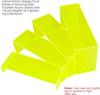 ELEGANTLIFE Acrylic Display Riser,4.3mm Heavy Duty Crystal Display Stand Shelf Layered Aesthetic, Jewelry Display Shelf Risers for Décor,4 Pack Set Multi-color (Light Green)