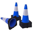 8 Pack 18 Inch Blue Durable Training Cones with Black Base, Playground Boundary Markers, School Events, Driveway Safety, Sports Use (8, Blue, 18 Inch)