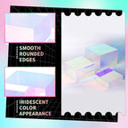 3Pcs Iridescent Display Risers, Rainbow Acrylic Risers Display Stand Acrylic Cube Box for Collectibles Jewelry Perfume Handbag Food Dessert Party Show (Iridescent-3pcs), Perfect for Christmas Decor