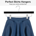 AMKUFO 20pcs Wooden Pants Hangers Solid Pants Hangers with Adjustable Clips 14 Inch Black Wood Skirt Hangers Trousers Bottom Hangers with Non-Slip Clips and 360° Swivel Hook