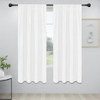 Easy-Going Rod Pocket Blackout Curtains for Bedroom, Room Darkening Window Curtains for Living Room, Thermal Insulated Noise Reduction Solid Window Drapes, 2 Panels(34x72 in, White)