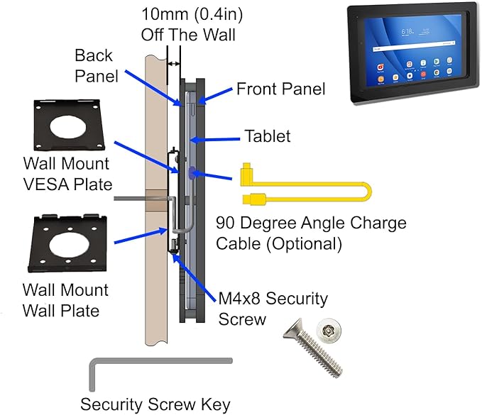 TABcare Security Anti-Theft Acrylic VESA Enclosure for Amazon Fire 7 2022 with Free Wall Mount Kit (Clear, Fire 7 2022)