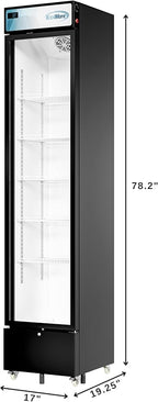 KoolMore 17 in. Slim Commercial Merchandiser Display Refrigerator 7 Cu. Ft. in Black, ETL Listed (KM-MDR-17S)