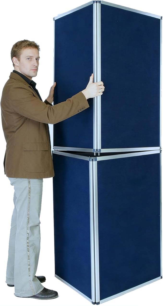6 Portable Display Panel System, 82.6" H x 70.8" W Trade Show Presentation Board, Folding 6 Show Panels Exhibition Boards 6 Single Sided Panels Blue Hook & Loop-Receptive Fabric