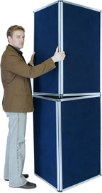 6 Portable Display Panel System, 82.6" H x 70.8" W Trade Show Presentation Board, Folding 6 Show Panels Exhibition Boards 6 Single Sided Panels Blue Hook & Loop-Receptive Fabric