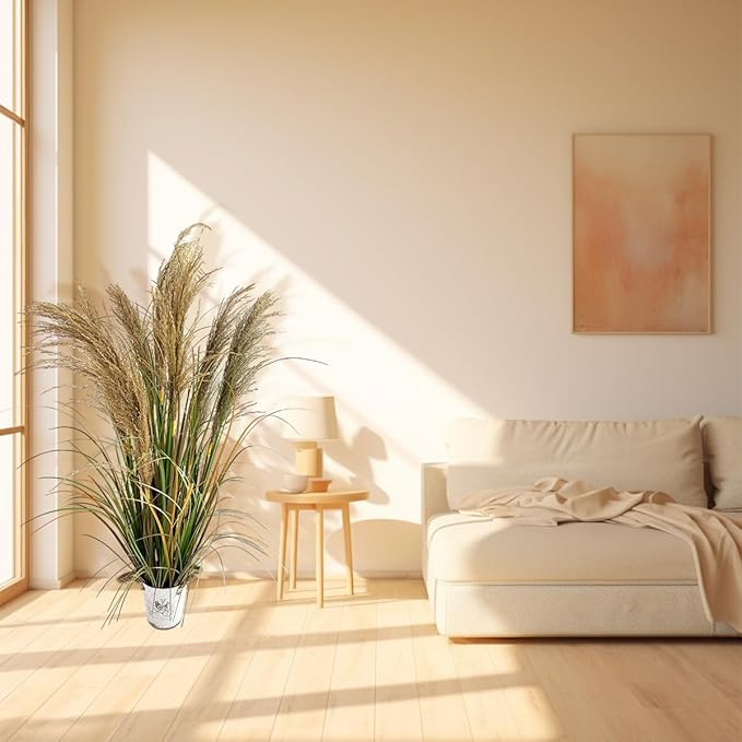 Alonfala - 43" (1-Pack) Pampas Grass Potted Plants - Artificial Faux Plants Featuring Tall Grass, Home Decor, Housewarming, and New Home Celebration. Elevate with Fake Plants, Ideal for Floor Decor.