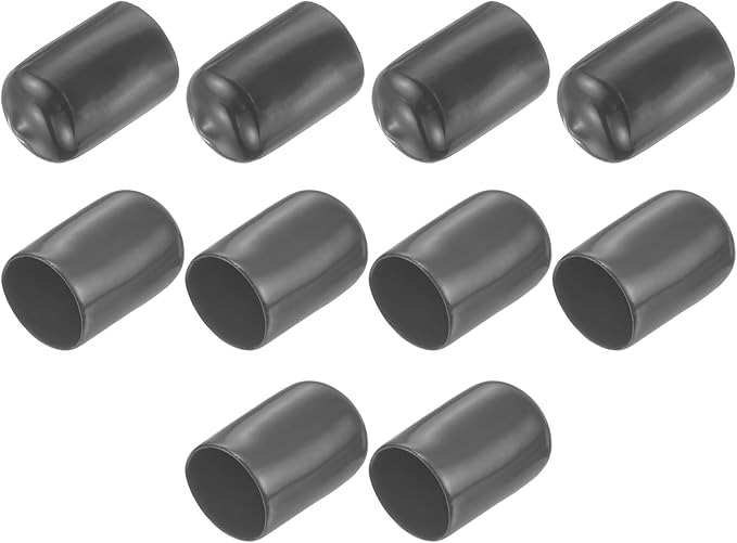 uxcell 10pcs Rubber End Caps 17mm ID Vinyl Round End Cap Cover Screw Thread Protector Dark Grey