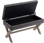 chairus PU Leather Upholstered Storage Entryway Bench, 36 inch Bedroom Bench Seat with X-Shaped Wood Legs for Living Room, Foyer or Hallway - Gray