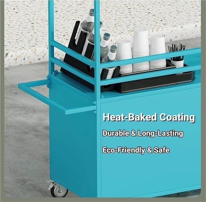 Outdoor Food Vendor Cart with Canopy, Portable Mobile Street Food Stand, Foldable Commercial Vending Trolley Kiosk for Markets and Events(Yellow,55.1in)