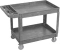 550LBS Utility Cart, 2-Tier 46x25 Inch Utility Cart with Wheels,Heavy Duty Service Cart-Lipped Shelves,Ergonomic Storage Handle and Swivel Wheels for Warehouse, Garage, Cleaning,Gray