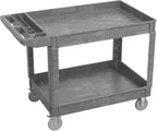 550LBS Utility Cart, 2-Tier 46x25 Inch Utility Cart with Wheels,Heavy Duty Service Cart-Lipped Shelves,Ergonomic Storage Handle and Swivel Wheels for Warehouse, Garage, Cleaning,Gray