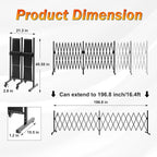 SMONTER Expandable Barricade Gate, 200" Metal Safety Barrier Gate with Casters, Accordion Garden Yard Fence Portable Dog Gates with Latch Indoor Outdoor
