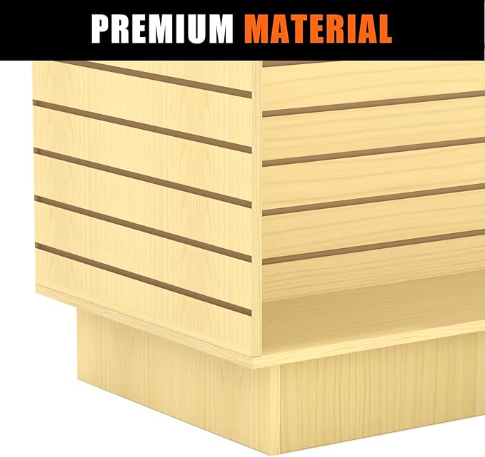 49.5”W x 24”D x 54”H - Retail Slatwall Gondola Display with 3” Slat Wall Units，Maple Versatile H-Unit Slatwall Display Stand