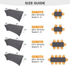 SEPARO 2 Pack 6 Ft Grey Table Cover Fitted Rectangular Tablecloth Stretchable Fabric Table Cloth 6 ft Wrinkle-Free for Party Tradeshows Banquet Weddings Cocktail
